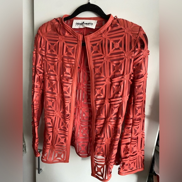 Caban romantic lamb leather cutout luxury coat-made in Italy - Picture 1 of 5